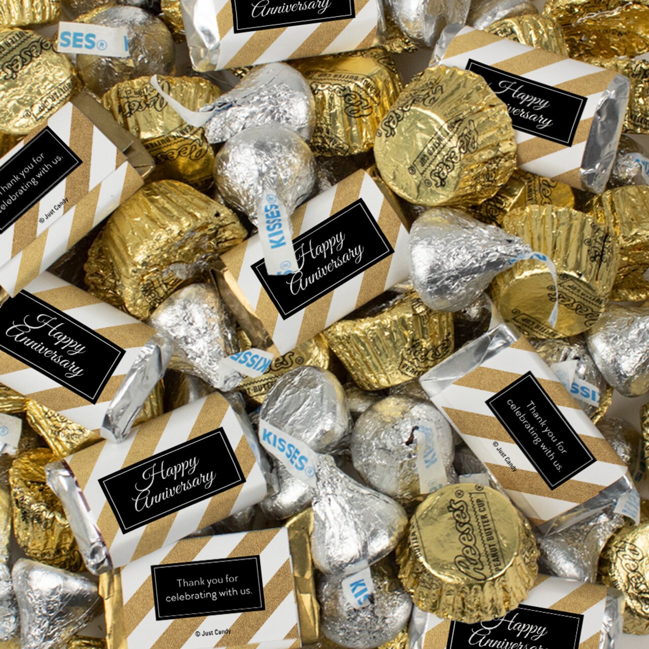 115 Pcs Happy Anniversary Candy Party Favors Hershey's Chocolate Mix by Just Candy (1.68 lbs)